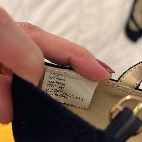 Janie & Jack Navy Blue Velvet Bow Dress Shoes Size 5 - Picture 3 of 5